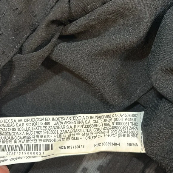 Zara Black Swiss Dot Embroidered Crop Peplum Sleeveless Top Blouse Small S - Picture 8 of 8